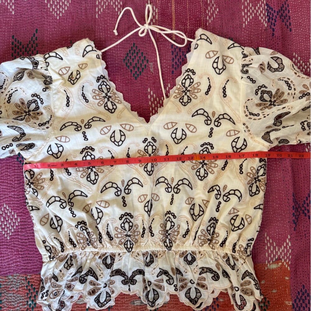 Anthropologie Embroidered White Lace Top - Picture 4 of 6